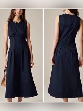 Classic Sleeveless Navy Midi Dress